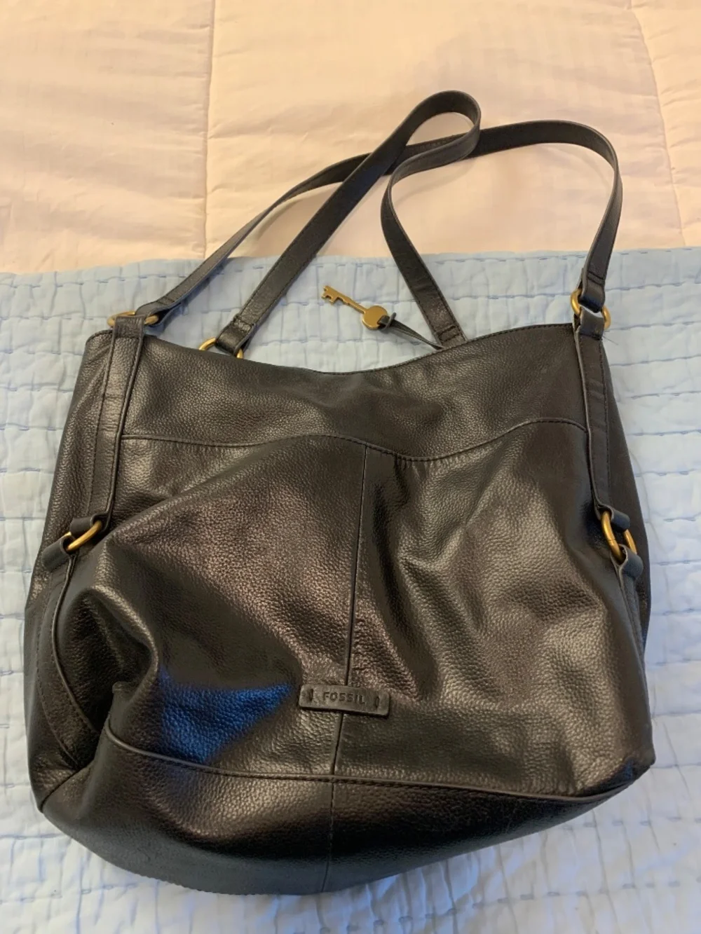 Fossil black leather handbag